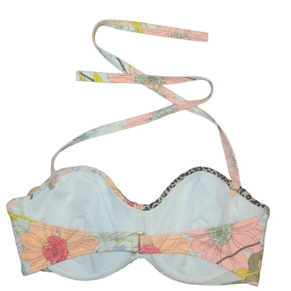 Victoria Secret Floral Leopard RIO TWIST BANDEAU HALTER PUSH UP SWIM TOP 34DD - Picture 6 of 10